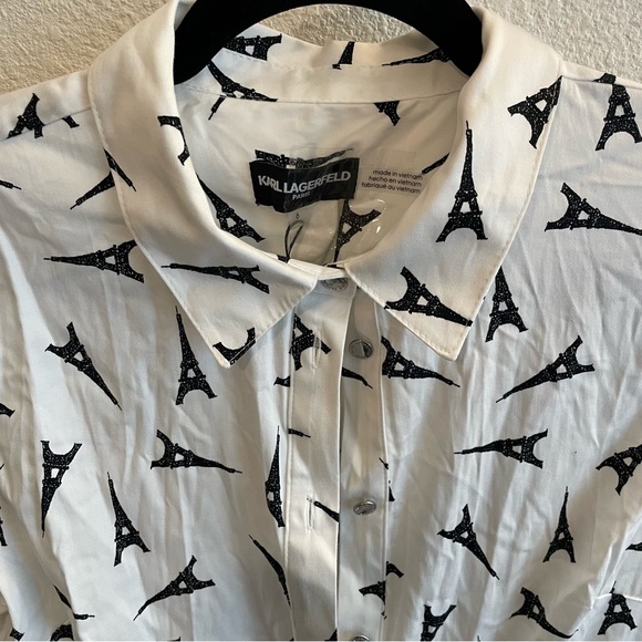 Karl Lagerfeld White Eiffel Tower Shirt Dress - Picture 2 of 5
